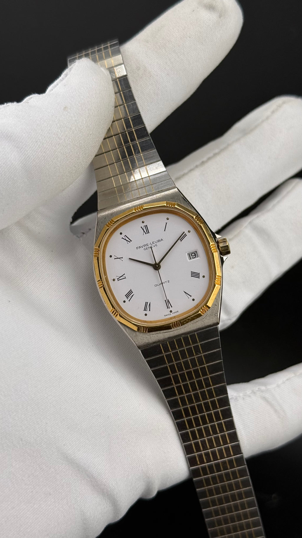 Favre-Leuba bracelet intégré two-tone réf 458