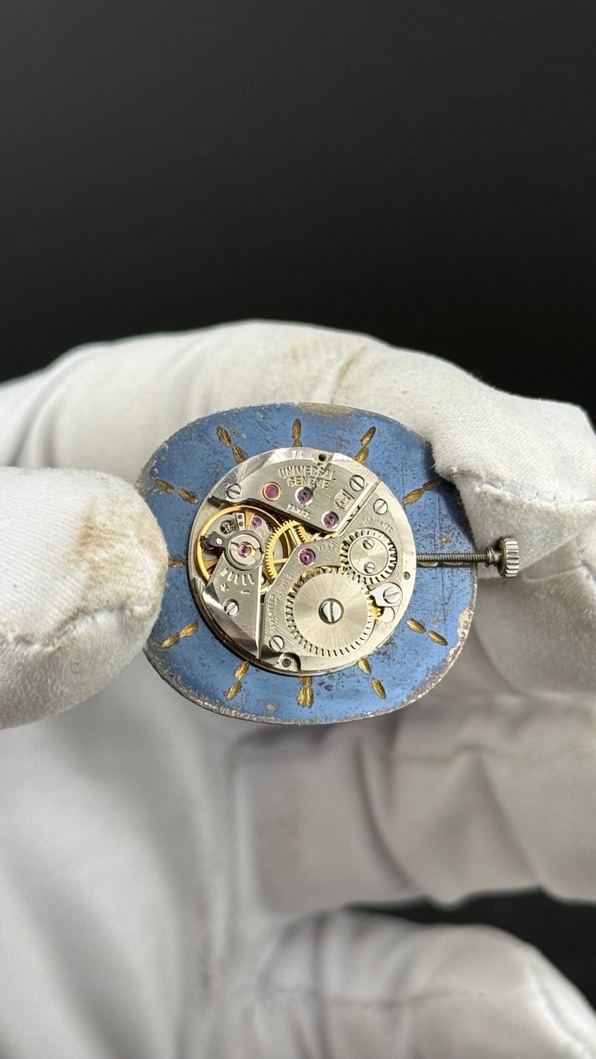 Universal Geneve Ellipse cadran bleu full set
