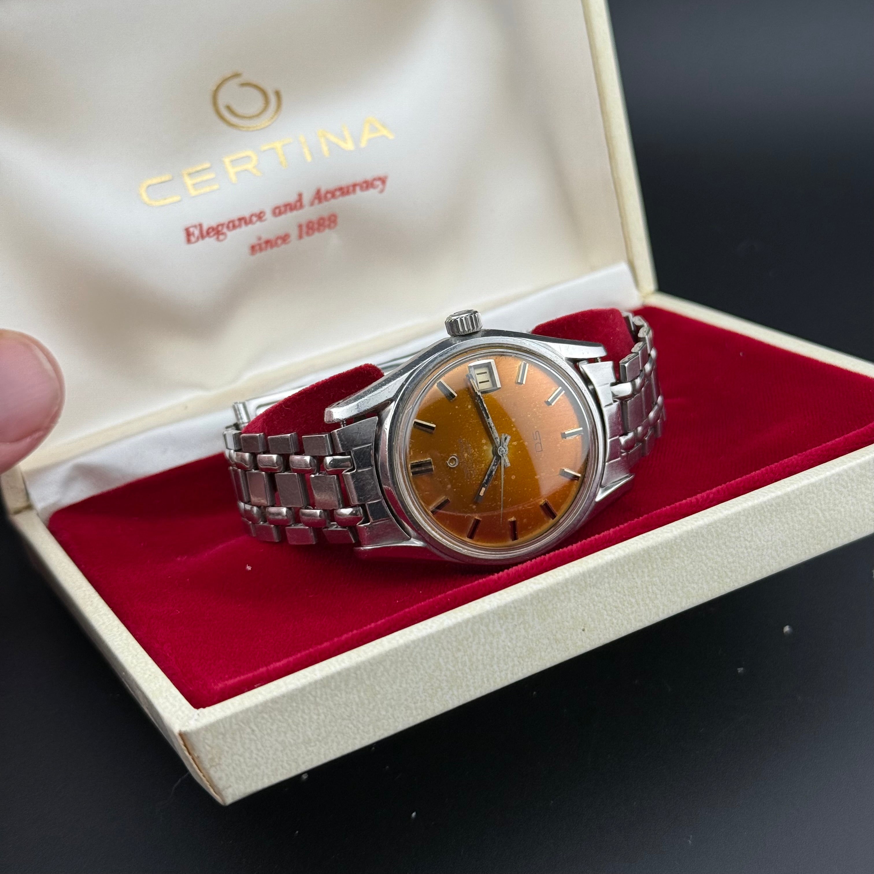 Certina – DS Gay Freres Bracelets - "Tobacco" Patina – 1960s